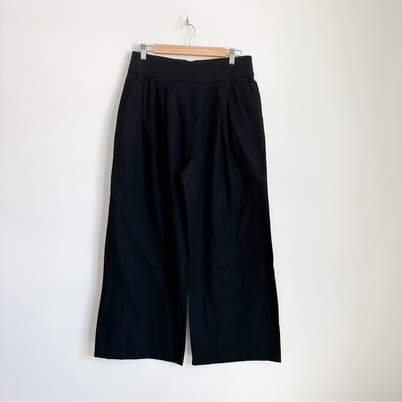 • NWT! • Abercrombie & Fitch black linen and coton blend wide pants - Picture 2 of 7